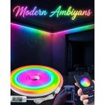 OtoTech Dekoratif Rgb LED Şerit Neon Işık 3 Metre Su Geçirmez Uzaktan Kumandalı Ortam Aydınlatması - Çok Renkli