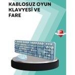 OtoTech Kablosuz Klavye ve Mouse Seti – Sessiz Tuş, Retro Tasarım - Çok Renkli