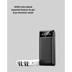 OtoTech LED Işıklı 20.000MAH Powerbank LCD Gösterge Dahili Çoklu Kablo - Çok Renkli