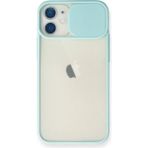 OtoTech Mey Ithalat® iPhone 11 Kılıf Palm Buzlu Kamera Sürgülü Silikon - Turkuaz - Çok Renkli
