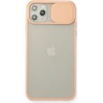 OtoTech Mey Ithalat® iPhone 11 Pro Max Kılıf Palm Buzlu Kamera Sürgülü Silikon - Pembe - Çok Renkli