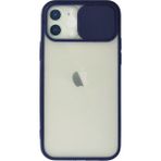 OtoTech Mey Ithalat® iPhone 12 Kılıf Palm Buzlu Kamera Sürgülü Silikon - Lacivert - Çok Renkli