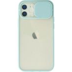 OtoTech Mey Ithalat® iPhone 12 Kılıf Palm Buzlu Kamera Sürgülü Silikon - Turkuaz - Çok Renkli