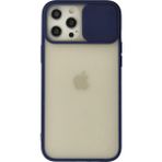 OtoTech Mey Ithalat® iPhone 12 Pro Max Kılıf Palm Buzlu Kamera Sürgülü Silikon - Lacivert - Çok Renkli