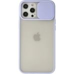 OtoTech Mey Ithalat® iPhone 12 Pro Max Kılıf Palm Buzlu Kamera Sürgülü Silikon - Lila - Çok Renkli