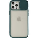 OtoTech Mey Ithalat® iPhone 12 Pro Max Kılıf Palm Buzlu Kamera Sürgülü Silikon - Yeşil - Çok Renkli