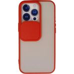 OtoTech Mey Ithalat® iPhone 13 Pro Kılıf Palm Buzlu Kamera Sürgülü Silikon - Kırmızı - Çok Renkli