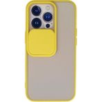 OtoTech Mey Ithalat® iPhone 13 Pro Kılıf Palm Buzlu Kamera Sürgülü Silikon - Sarı - Çok Renkli
