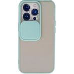 OtoTech Mey Ithalat® iPhone 13 Pro Kılıf Palm Buzlu Kamera Sürgülü Silikon - Turkuaz - Çok Renkli