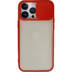 OtoTech Mey Ithalat® iPhone 13 Pro Max Kılıf Palm Buzlu Kamera Sürgülü Silikon - Kırmızı - Çok Renkli