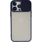 OtoTech Mey Ithalat® iPhone 13 Pro Max Kılıf Palm Buzlu Kamera Sürgülü Silikon - Lacivert - Çok Renkli