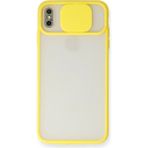 OtoTech Mey Ithalat® iPhone x Kılıf Palm Buzlu Kamera Sürgülü Silikon - Sarı - Çok Renkli