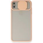 OtoTech Mey Ithalat® iPhone Xs Max Kılıf Palm Buzlu Kamera Sürgülü Silikon - Pembe - Çok Renkli