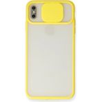 OtoTech Mey Ithalat® iPhone Xs Max Kılıf Palm Buzlu Kamera Sürgülü Silikon - Sarı - Çok Renkli