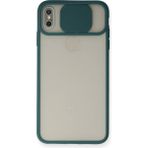 OtoTech Mey Ithalat® iPhone Xs Max Kılıf Palm Buzlu Kamera Sürgülü Silikon - Yeşil - Çok Renkli
