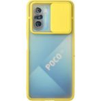 OtoTech Mey Ithalat® Poco F3 Kılıf Palm Buzlu Kamera Sürgülü Silikon - Sarı - Çok Renkli