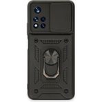 OtoTech Mey Ithalat® Poco M4 Pro 5g Kılıf Pars Lens Yüzüklü Silikon - Siyah - Çok Renkli