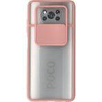 OtoTech Mey Ithalat® Pocophone X3 Kılıf Palm Buzlu Kamera Sürgülü Silikon - Pembe - Çok Renkli