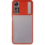OtoTech Mey Ithalat® Redmi Note 11 Pro Plus 5g Kılıf Palm Buzlu Kamera Sürgülü Silikon - Kırmızı - Çok Renkli
