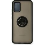 OtoTech Mey Ithalat® Samsung Galaxy A02S Kılıf Montreal Yüzüklü Silikon Kapak - Siyah - Çok Renkli