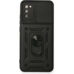 OtoTech Mey Ithalat® Samsung Galaxy A02S Kılıf Pars Lens Yüzüklü Silikon - Siyah - Çok Renkli