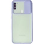 OtoTech Mey Ithalat® Samsung Galaxy A11 Kılıf Palm Buzlu Kamera Sürgülü Silikon - Lila - Çok Renkli