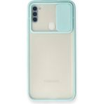 OtoTech Mey Ithalat® Samsung Galaxy A11 Kılıf Palm Buzlu Kamera Sürgülü Silikon - Turkuaz - Çok Renkli
