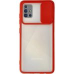 OtoTech Mey Ithalat® Samsung Galaxy A71 Kılıf Palm Buzlu Kamera Sürgülü Silikon - Kırmızı - Çok Renkli