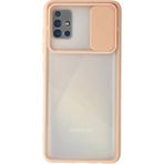 OtoTech Mey Ithalat® Samsung Galaxy A71 Kılıf Palm Buzlu Kamera Sürgülü Silikon - Pembe - Çok Renkli