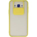 OtoTech Mey Ithalat® Samsung Galaxy J7 Kılıf Palm Buzlu Kamera Sürgülü Silikon - Sarı - Çok Renkli