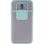 OtoTech Mey Ithalat® Samsung Galaxy J7 Pro / J730 Kılıf Palm Buzlu Kamera Sürgülü Silikon - Turkuaz - Çok Renkli