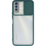 OtoTech Mey Ithalat® Vivo Y11S Kılıf Palm Buzlu Kamera Sürgülü Silikon - Yeşil - Çok Renkli