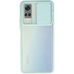 OtoTech Mey Ithalat® Vivo Y53S Kılıf Palm Buzlu Kamera Sürgülü Silikon - Turkuaz - Çok Renkli