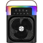 OtoTech Mini Klima Fan Buharlı Soğutucu Rgb LED Işıklı Taşınabilir Masaüstü Fan - Çok Renkli