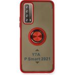Ototechparca Huawei P Smart 2021 Kılıf Montreal Yüzüklü Silikon Kapak - Kırmızı - Çok Renkli