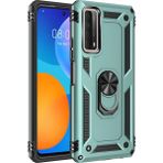 Ototechparca Huawei P Smart 2021 Kılıf Sofya Yüzüklü Silikon Kapak - Yeşil - Çok Renkli