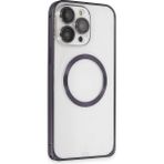 Ototechparca iPhone 14 Pro Kılıf Metal Bumper Magneticsafe Kapak - Derin Mor - Çok Renkli