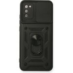 Ototechparca Samsung Galaxy A02S Kılıf Pars Lens Yüzüklü Silikon - Siyah - Çok Renkli