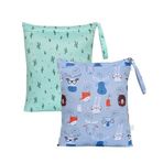 OTraki Islak çanta, anaokulu için 40 cm x 50 cm, ıslak çanta, anaokulu 2'li set, çamaşır torbası, su geçirmez, yeniden kullanılabilir bebek bezi çantası, küçük çocuk bezleri, seyahat, spor salonu,