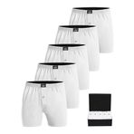 ÖTS 5’li Erkek Boxer - %100 Pamuk, Ultra Yumuşak Kumaş, Rahat Kalıp, Etiketsiz ve Kaliteli Boxer, Hediye Kutulu Günlük Erkek İç Giyim, (Beyaz - L)