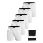 ÖTS 5’li Erkek Boxer - %100 Pamuk, Ultra Yumuşak Kumaş, Rahat Kalıp, Etiketsiz ve Kaliteli Boxer, Hediye Kutulu Günlük Erkek İç Giyim, (Beyaz - XL)