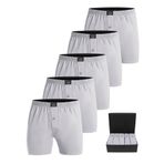 ÖTS 5’li Erkek Boxer - %100 Pamuk, Ultra Yumuşak Kumaş, Rahat Kalıp, Etiketsiz ve Kaliteli Boxer, Hediye Kutulu Günlük Erkek İç Giyim, (Gri - M)