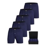 ÖTS 5’li Erkek Boxer - %100 Pamuk, Ultra Yumuşak Kumaş, Rahat Kalıp, Etiketsiz ve Kaliteli Boxer, Hediye Kutulu Günlük Erkek İç Giyim, (İndigo - L)