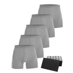 ÖTS 5’li Erkek Boxer - Ultra Yumuşak Modal Boxer, Etiketsiz Tasarım Erkek Boxer, Nefes Alabilir Kalıp, Yukarı Toplanmaz Paça, Hediye Kutulu Günlük Erkek İç Giyim, (Gri - XL)