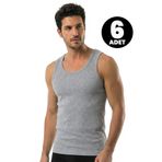 Öts 6'lı Erkek Atlet Kaşkorse (%100 Pamuk), Gri, 2XL