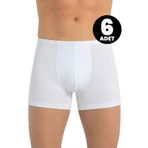 Öts 6'lı Erkek Boxer İnce Bel Lastikli (%47 Modal -%47 Pamuk -%6 Elastan), Beyaz, L