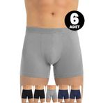 Öts 6'lı Erkek Boxer Modal (%47 Modal -%47 Pamuk -%6 Elastan), Koyu, M