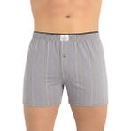 Öts Erkek %100 Pamuk Boxer Çizgili Düğmeli Ergonomik Tasarım (2652) - 2XL - Gri
