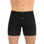 Öts Erkek %100 Pamuk Boxer Çizgili Düğmeli Ergonomik Tasarım (2652) - Siyah