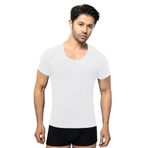 ÖTS Erkek Açık Yaka Fanila - %100 Pamuk, Ultra Yumuşak Kumaş, Rahat Kalıp Tişört, Etiketsiz Tasarım, Gömlek Altında Gözükmeyen, Kaliteli T-Shirt ve İç Giyim, (Beyaz - XXL)